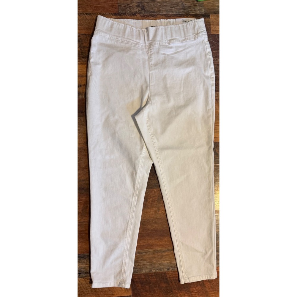 INC‎ Woman White Skinny Crop Jeans Elastic Waist Pull On Size 14 NWT